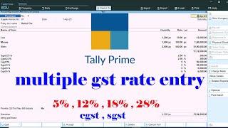 multiple gst rate entry in tally prime | purchase entry with multiple gst rate in tally prime