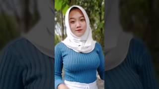 hijab putih baju biru #hijab #shorts