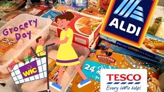 Aldi and Tesco UK Grocery haul, Stocking up, £35 per week budget