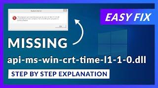 api-ms-win-crt-time-l1-1-0.dll Missing Error | How to Fix | 2 Fixes | 2021