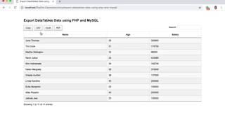 Export DataTables Data using PHP and MySQL