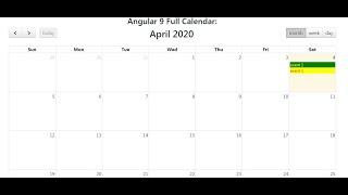 Angular 9 Full Calendar with Beautiful Events Colors