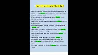 FLORIDA DMV CHEAT SHEET TEST QUESTIONS EN ANSWERS 2022 VERIFIED ANSWERS