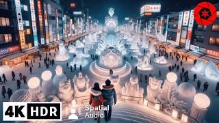 Exploring Japan’s Largest Snow Festival Night Walk // 4K HDR