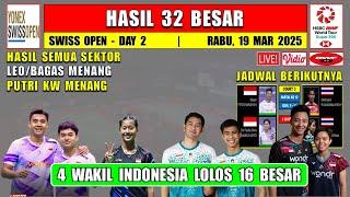 4 WAKIL INDONESIA MENANG ~ Hasil 32 Besar Swiss Open 2025 Hari Ini ~ LEO/BAGAS & PUTRI MENANG