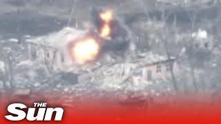 Ukrainian forces crush two hidden Russian tanks in HUGE explosion