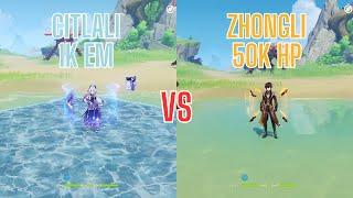 Citlali C0 1K EM VS Zhongli C0 50K HP | Shield Comparison | Genshin Impact 5.3