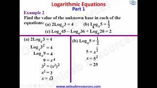 Logarithmic Equations: Part 1