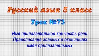 Русский язык 5 класс (Урок№73 - Имя прилагательное как часть речи. Гласные в окончаниях.)