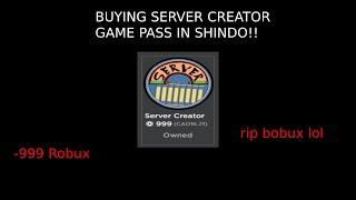 BUYING PRIVATE SERVER GAMEPASS IN SHINDO LIFE!!