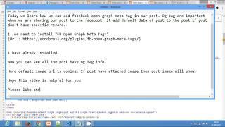 add FB open graph meta tags in wordpress post