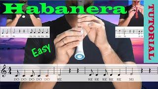 Habanera para 3 flautas - Tutorial flauta con partitura | Karaoke instrumental