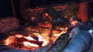 Survival Shelter in Heavy Snow | No Sleeping Bag