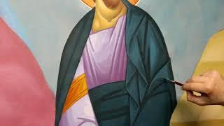 Icon Painting. How to Paint a garment. By Theodoros Papadopoulos