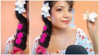 ASMR (Brushing ,Oil Message, Spy Sound). And flower Hairstyle,[Personal Attention]