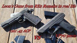 Leon's Guns from Resident Evil 2 in real life. HK VP70 9mm vs 1911 .45 ACP