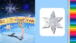 [Animation with Homey] Origami Snowflake & Coloring Disney Elsa’s Figure Skating