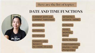 SQL TUTORIAL TAGALOG VERSION PT 4.5 - DATE AND TIME FUNCTIONS