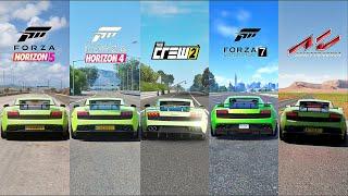 Lamborghini Gallardo Comparison - Assetto Corsa, Forza Horizon 5, Forza Horizon 5, FM7, The Crew 2
