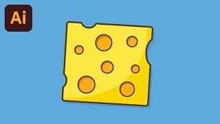 Flat Design Cheese Slice (Illustrator Tutorial)