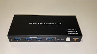 USB 3.0 HDMI KVM Switch 2 PC 1 Monitor Support 4K@60Hz KVM 2 Computers Wired Remote 1 Keyboard Mouse