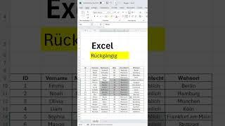 Excel Schritte Rückgängig machen