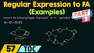 Conversion of Regular Expression to Finite Automata - Examples (Part 3)