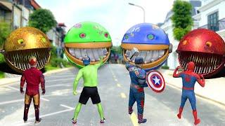 Pacman in real life Transformation VS  Superman, Spiderman, Captain America, Hulk Transformation