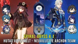 C1 Hutao Vape Melt and C0 Neuvillette Archon Team - Genshin Impact Abyss 4.1 - Floor 12 9 Stars
