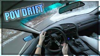 Drifting Winter Roads in a BMW E36 330d – POV Snow Drive