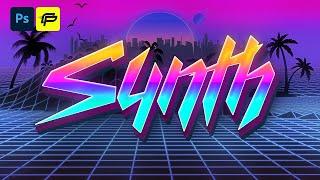 How to Create Vaporwave / Synthwave Text Effect in Photoshop | 80's Text Style Tutorial on Photoshop