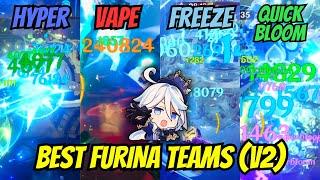 6 BEST / STRONGEST C0 FURINA TEAM V2 ARCHETYPES | Spiral Abyss Showcase / Guide [ Genshin Impact ]