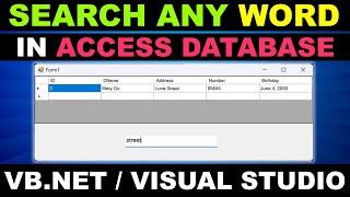 DYNAMIC SEARCH IN ACCESS DATABASE IN VB.NET DATAGRIDVIEW [How to Search Any Data in Access]