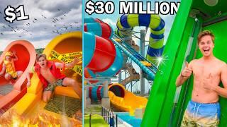 $1 VS $30,000,000 INSANE WATERPARK 24 HOUR CHALLENGE!