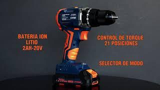 Taladro percutor 1/2" 20V 2 Baterías 2Ah Brushless estuche DISCOVER