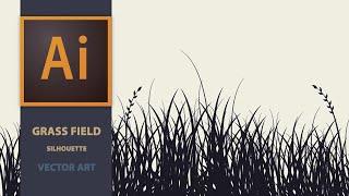 Silhouette Grass Field Creating Vector in Adobe Illustrator