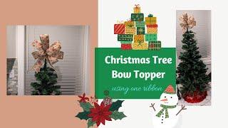 Christmas Tree Bow Topper using one ribbon | Teacher Sherilyn