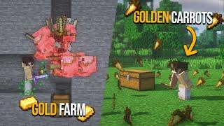 3 MUST Have Farms for your Survival World (GOLDEN CARROTS, GOLD & FUEL)