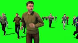 Green Screen Crowd People Run Running - Footage PixelBoom CG