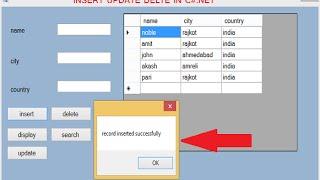 Insert Update Delete View and search data from database in C#.net