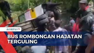 Terguling! Bus Rombongan Hajatan Masuk ke Saluran Air di Cilincing, Begini Kronologinya