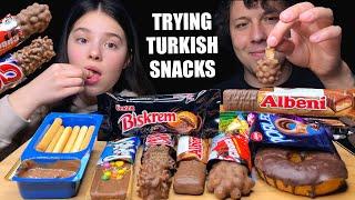 ASMR TRYING TURKISH SNACKS part 5 (CHOCOLATE + COOKIES) EATING SOUNDS MUKBANG 먹방 | Tati ASMR