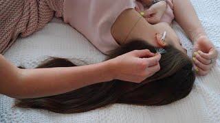 ASMR relaxing hair play and micro-attention on my sister (whisper)