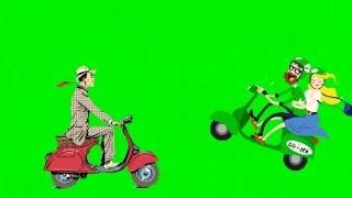 Animasi Green screen lucu naik motor vespa no copyright