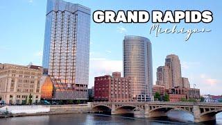 Grand Rapids Downtown Walking Tour  | Sunset Walk in Downtown Grand Rapids | June 2023 | 4K