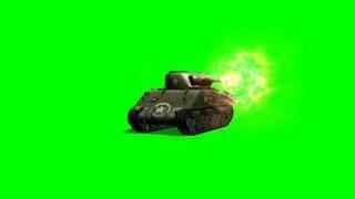 Sherman Tank drives into the picture and shoot 1 - free green screen - free use