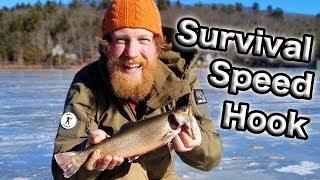 Ice Fishing With The Military Speedhook Survival Trapping Kit (87 days ep. 21)