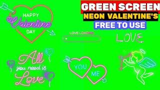 Neon valentine green screen | Neon animation green screen | Neon Green Screen Effect | Glowing Neon