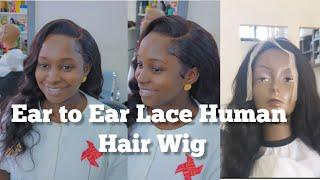 How to make Ear to Ear Human Hair Wig as a beginner,simple DIY Hairwig.