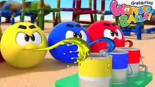 Mixing Colors with Squishy WonderBalls | Wonderballs Playground | Cartoon for Kids | Colors & Paint
